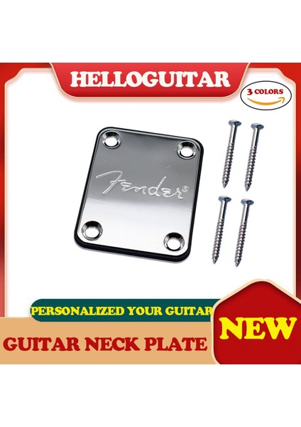 1 Adet Siyah Kelime Stili Strat Tele Elektro Gitar Jazz Bağlar ile Uyumlu 4 Delikli Gitar Sapı Plakası Standart Vida ve Logo ile (Yurt Dışından) fiyatları