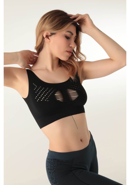 Kalın Askılı Desenli Seamless Spor Sütyen indirimleri