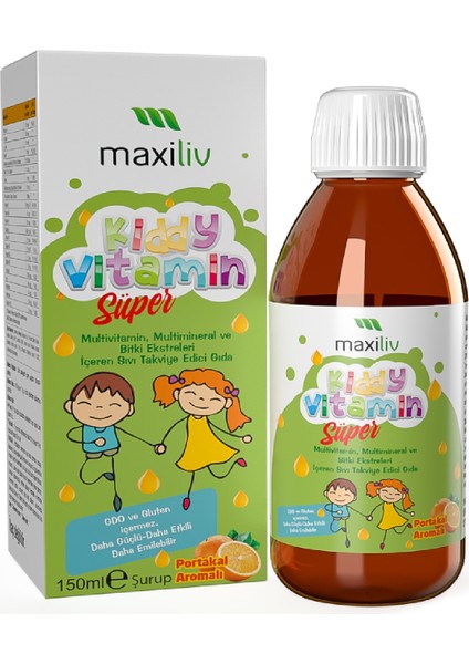 Kiddy Vitamin Süper Şurup 150ml - Multivitamin, Multimineral Ve Bitki Ekstraktları Içeren Şurup