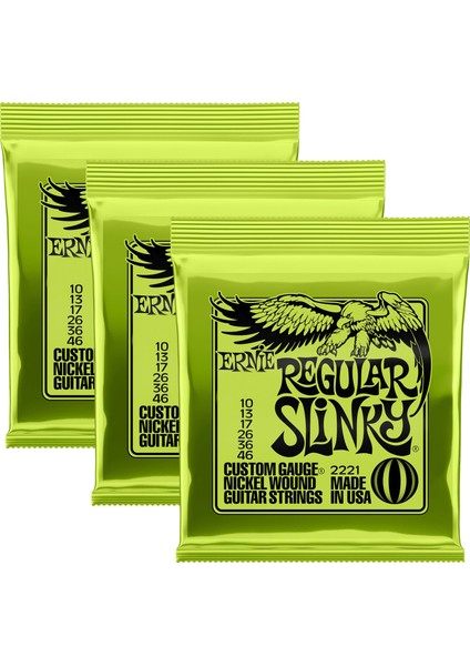 2221 (10-46) Stili Ernie Ball Elektro Gitar Telleri Için 3 Paket Ağır Metal Rock Gitar Aksesuarı Seti (Yurt Dışından)