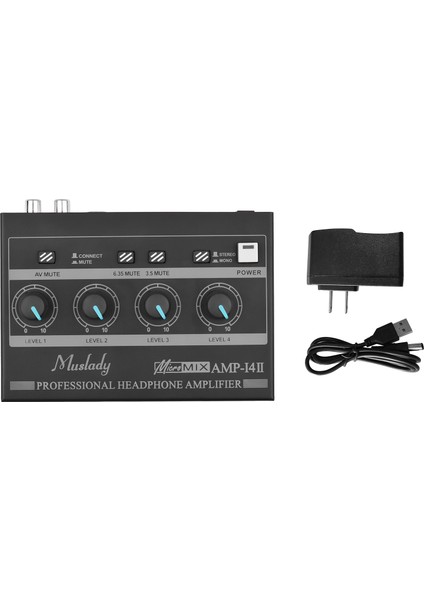 Amp-14 4 Kanallı Abd Tarzı Muslady Amp-14 4 Kanallı Kulaklık Amfisi Kompakt Stereo Kulaklık Yükseltici Rca Girişi Ses Kontrolü ile (Yurt Dışından)