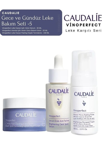 Vinoperfect Leke Bakım Seti -5 | Gece Kremi & Serum & Temizleme Peeling Köpük  Boy