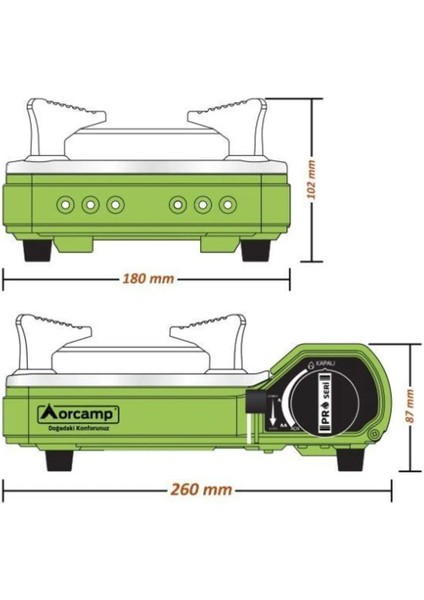 Tekli Mini Portatif Kamp Ocak ve 2 Adet 227 gr Gaz Kartuş Seti Yeşil fırsatları