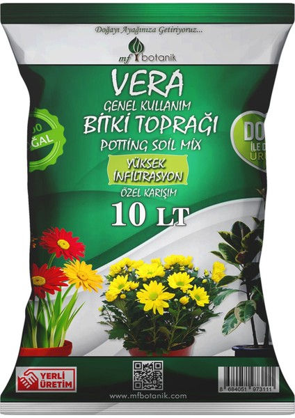 Vera Ithal Torf Cocopeat Özel Karışım Saksı Harcı Bitki Toprağı 10 Litre Toprak