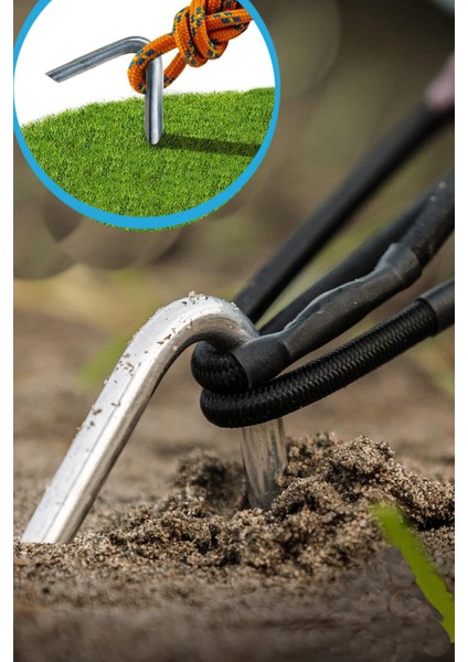 Kamp Çadırı Kazığı Bahçe Tente Gölgelik Şemsiye Sabitleme Kazıkları Metal 20 cm 4 Adet