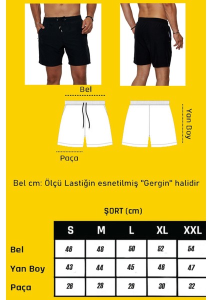 Erkek Siyah Poly Kumaş Beli Lastikli File Astarlı Cepli Hızlı Kuruyan Strechfit Deniz Şortu EDY6120S indirimleri