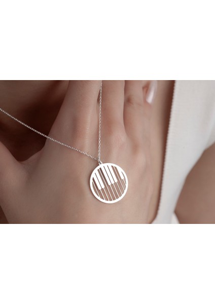 Piano Detaylı Kadın Gümüş Kolye, 925 Ayar Gümüş Kolye, Gümüş, Rose Gold, Altın Kaplama Kolye modelleri