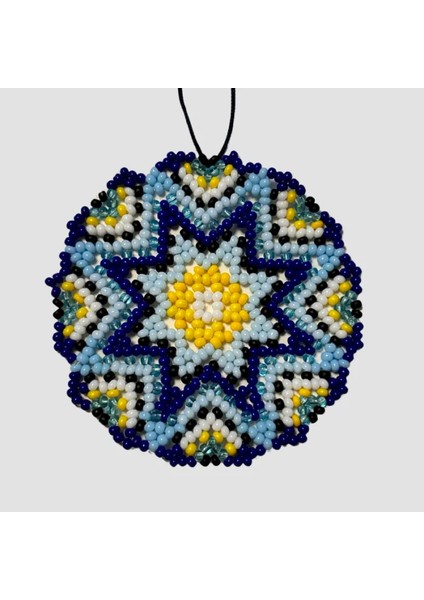 Uretti El Yapımı Kum Boncuk Mandala Kadın Kolye 32cm - Mavi