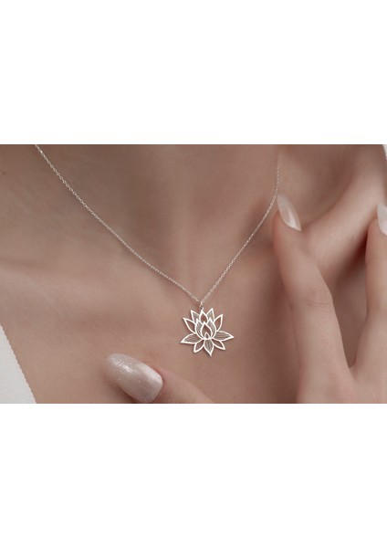 Lotus Çiçeği Kadın Gümüş Kolye, 925 Ayar Gümüş Kolye, Gümüş, Rose Gold, Altın Kaplama Kolye indirimleri