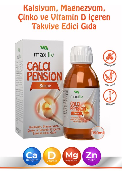 Calcipension Şurup 150ML - Kalsiyum, Magnezyum, Çinko ve Vitamin D Içeren Takviye Edici Gıda
