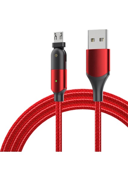 ZFXCT-WYA09 Sargı Serisi 2.4A Mikro USB 180&#176; Döner Dirsekli Şarj Veri Kablosu 2m-Kırmızı (Yurt Dışından)