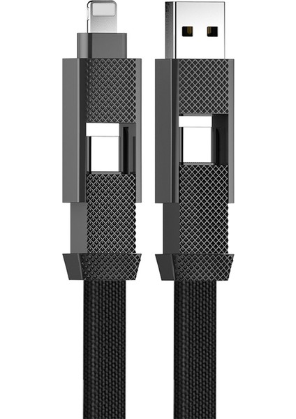 4'ü 1 Arada 0,15M 60W Şarj Veri Kablosu Naylon Örgülü USB / Tip-C / Yıldırım Manyetik Hızlı Şarj Kablosu (Yurt Dışından)