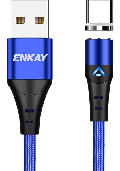 2m 3A Hızlı Şarj Manyetik Kablo Usb'den Type-C'ye 480MBPS Veri Kablosu - Mavi (Yurt Dışından)
