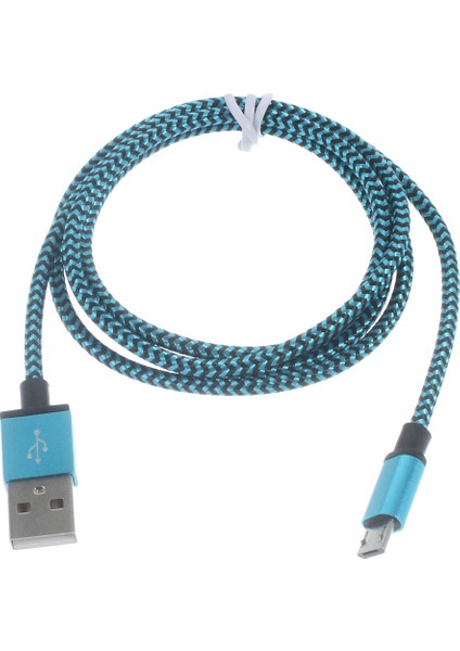 Samsung Htc Lg Sony-Mavi Için 1m Dokuma Mikro USB Veri Senkronizasyon Şarj Kablosu (Yurt Dışından)