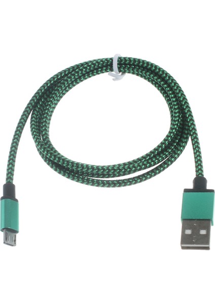 Samsung Htc Lg Sony-Yeşil Için 1m Dokuma Mikro USB Veri Senkronizasyon Şarj Kablosu (Yurt Dışından)