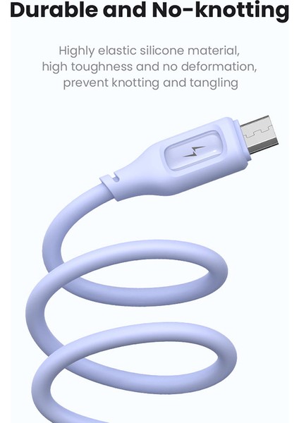 1 M Usb'den Mikro Usb'ye Şarj Kablosu Epoksi Kabuklu Silikon Iletim Veri Kablosu-Beyaz (Yurt Dışından) modelleri