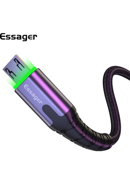 LED Göstergeli Mikro Usb'den Usb'ye Naylon Örgülü Veri Senkronizasyon Şarj Kablosu 1 M-Koyu Gri (Yurt Dışından)