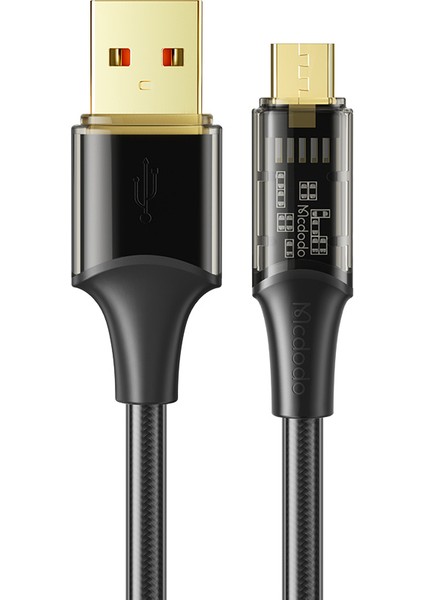1.2m 3A Mikro USB Şeffaf Kabuk Android Telefon Şarj Kablosu Veri Kablosu-Siyah (Yurt Dışından)