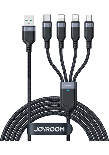 1,2 M Çok Kullanımlı Seri 4'ü 1 Arada Lightning*2+Tip-C+Mikro 3,5A Hızlı Şarj Veri Kablosu (Yurt Dışından)