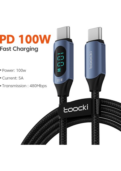 Usb-C - Usb-C Pd 100W Dijital Ekran Şarj Veri Kablosu, 1m - Mavi (Yurt Dışından) indirimleri