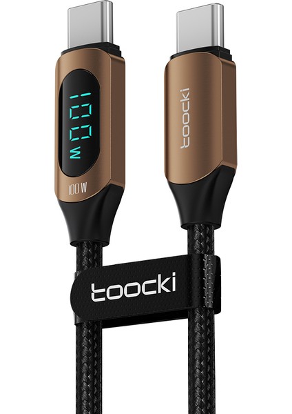 Usb-C - Usb-C Pd 100W Dijital Ekran Şarj Veri Kablosu, 1m - Kahverengi (Yurt Dışından)