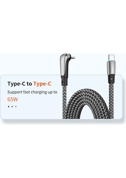 0,5 M Pd 65W Açılı Tip-C'den Tip-C'ye Hızlı Şarj Kablosu Şarj Veri Kablosu (Yurt Dışından)