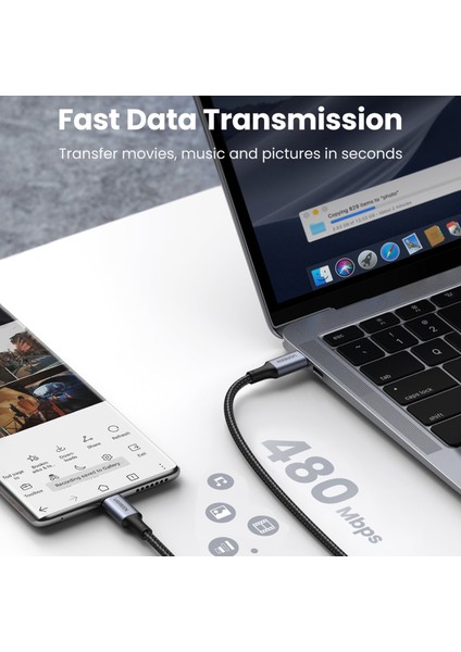 Macbook/huawei Matebook/google Chromebook Piksel Tip C Veri Kablosu Için 0,5 M Pd 100W Hızlı Şarj Kablosu (Yurt Dışından)