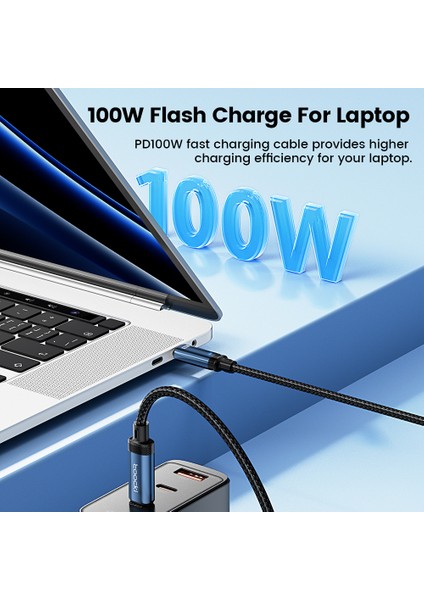 2m Type-C'den Type-C'ye Veri Kablosu Pd 100W Örgülü Telefon Tablet Hızlı Şarj Kablosu - Gri (Yurt Dışından)