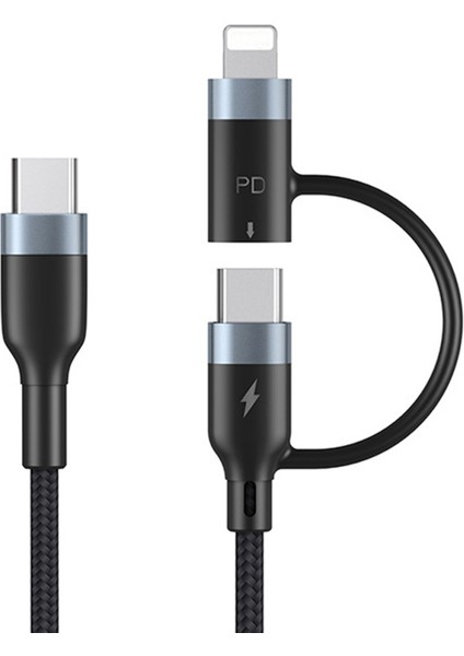 2'si 1 Arada 1m 60W Pd Usb-C'den Type-C'ye / Yıldırım Hızlı Şarj Kablosu (Yurt Dışından)