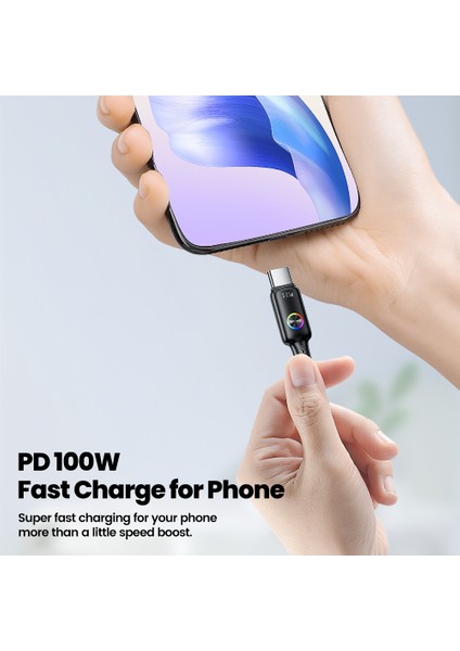 1,2m 100W Hızlı Şarjlı C Tipi Veri Kablosu, Renkli Göstergeli (Yurt Dışından) indirimleri