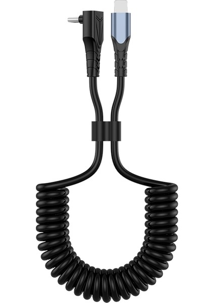 1.5m Tip-C - Yıldırım Yaylı Sarmal Kablo Pd 27W Veri Aktarımı Dirsek Teli Tpu Hızlı Şarj Kablosu (Yurt Dışından)