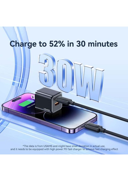 3m Type-C'den Lightning'e 30W Hızlı Şarj Kablosu 480MBPS Veri Kablosu - Beyaz (Yurt Dışından)