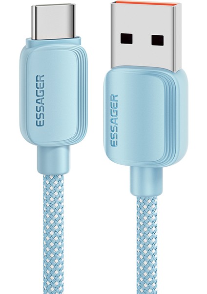 2m A-C 7A 100W Usb-A - Type-C Kablo Hızlı Şarj Veri Kablosu - Mavi (Yurt Dışından)