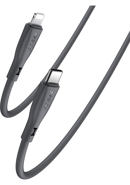 Pd 20W Şarj Veri Kablosu Tpe + Sıvı Silikon Tip-C - Lightning Şarj Kablosu - Siyah (Yurt Dışından)