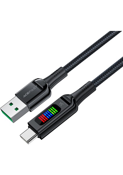 1,2m Usb-A'dan Usb-C'ye 60W Hızlı Şarj Kablosu Işık Ekranı Örgülü Veri Aktarım Kablosu (Yurt Dışından) fiyatları