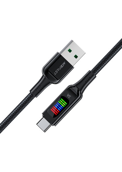 1,2m Usb-A'dan Usb-C'ye 60W Hızlı Şarj Kablosu Işık Ekranı Örgülü Veri Aktarım Kablosu (Yurt Dışından) fırsatları