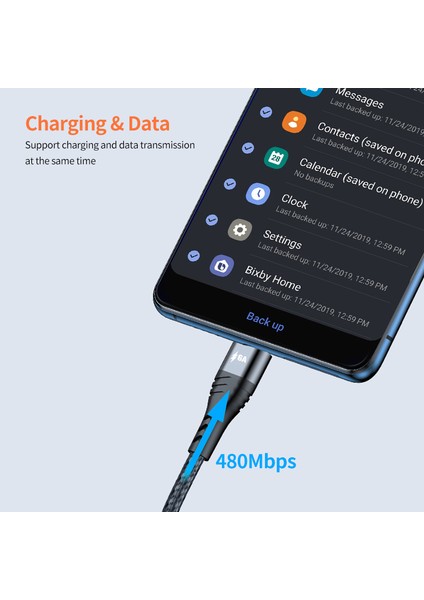 2m 6A 4'ü 1 Arada Usb'den 8pin'e / Tip-C / Mikro USB Hızlı Şarj Veri Kablosu Naylon Örgülü Kablo - Gri (Yurt Dışından)