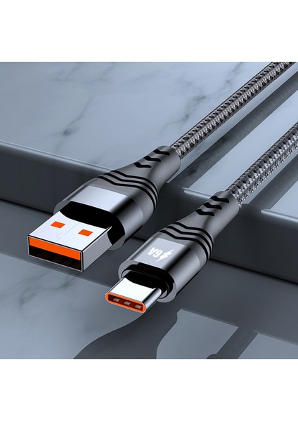 Huawei Samsung Için 0.5m 6A 66W Hızlı Şarj Kablosu Örgülü USB - Tip-C Yüksek Hızlı Veri Kablosu - Siyah (Yurt Dışından)