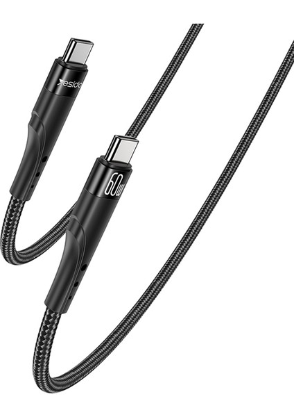 3 M Örgülü Veri Kablosu Pd 60W Type-C'den Type-C'ye Hızlı Şarj Kablosu (Yurt Dışından)