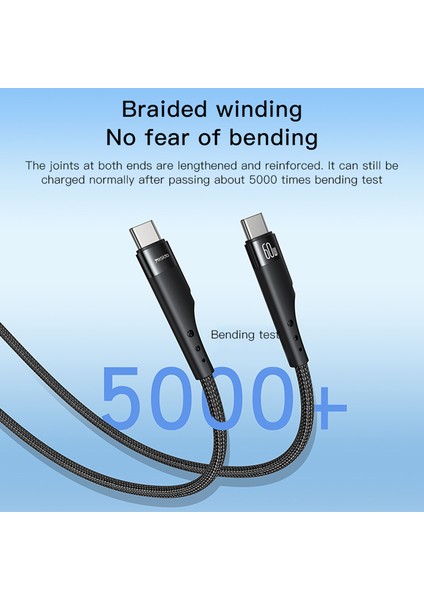3 M Örgülü Veri Kablosu Pd 60W Type-C'den Type-C'ye Hızlı Şarj Kablosu (Yurt Dışından) fiyatları