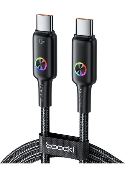 1,8m Veri Kablosu 100W Type-C Renkli Göstergeli Hızlı Şarj Kablosu (Yurt Dışından)
