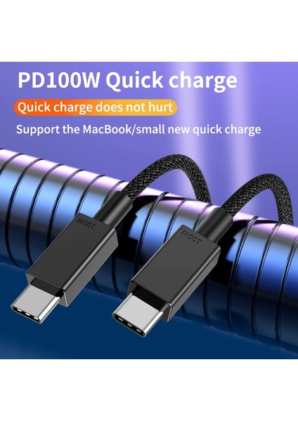 MacBook Huawei Için 3 M Tip C Yüksek Hızlı 100 W Pd Şarj Kablosu - Siyah (Yurt Dışından)