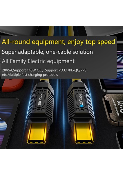 2m 140W 20GBPS Usb3.2 Type-C Veri Kablosu Desteği 8k 60Hz Ses Video Iletimi (Yurt Dışından) indirimleri