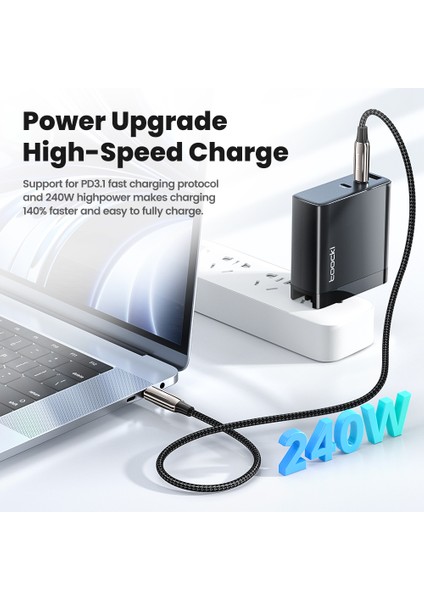 2m 240W Type-C'den Type-C'ye Örgülü Veri Kablosu Telefon Hızlı Şarj Kablosu (Yurt Dışından) fiyatları