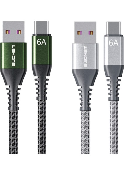 Raython Serisi 1m 6A Süper Şarj Veri Kablosu Usb'den Type-C'ye 480MBPS Veri Iletim Kablosu - Gümüş (Yurt Dışından) fırsatları