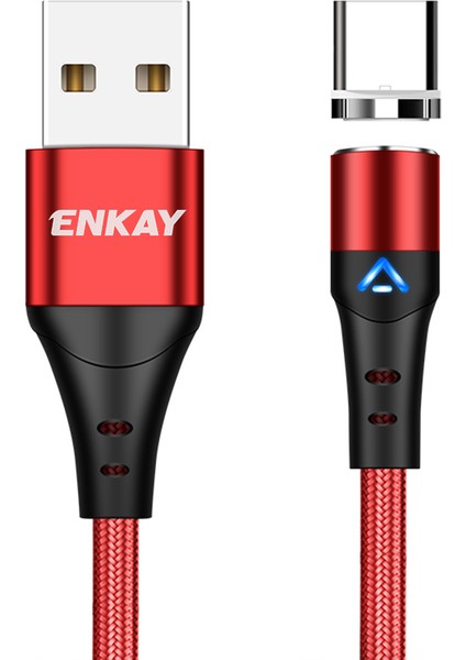 2m 3A Hızlı Şarj Manyetik Kablo Usb'den Type-C'ye 480MBPS Veri Kablosu - Kırmızı (Yurt Dışından)