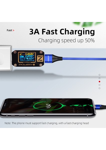 2m 3A Hızlı Şarj Manyetik Kablo Usb'den Type-C'ye 480MBPS Veri Kablosu - Kırmızı (Yurt Dışından)
