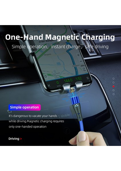 2m 3A Hızlı Şarj Manyetik Kablo Usb'den Type-C'ye 480MBPS Veri Kablosu - Kırmızı (Yurt Dışından)