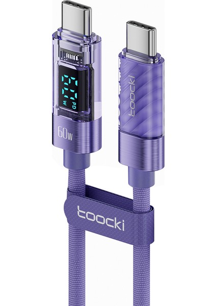 1m E-Marker Chip Pd 60W Hızlı Şarj C Tipi Kablo - Mor (Yurt Dışından)