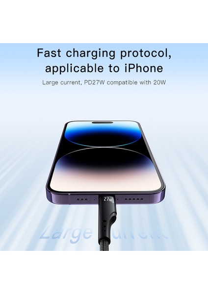 3m Pd 27W Örgülü Veri Kablosu Type-C - Lightning Şarj Kablosu (Yurt Dışından) fırsatları